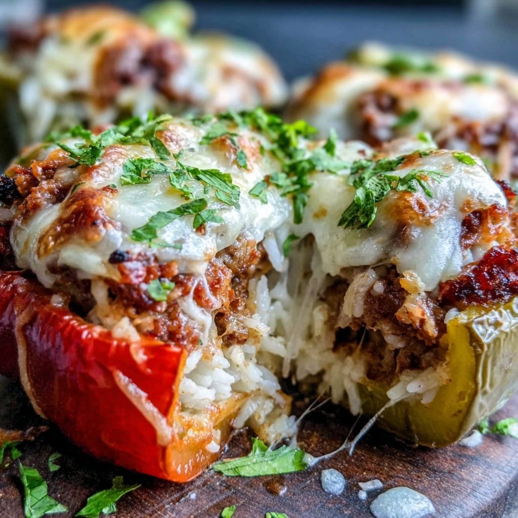 Ground Beef And Rice Stuffed Peppers