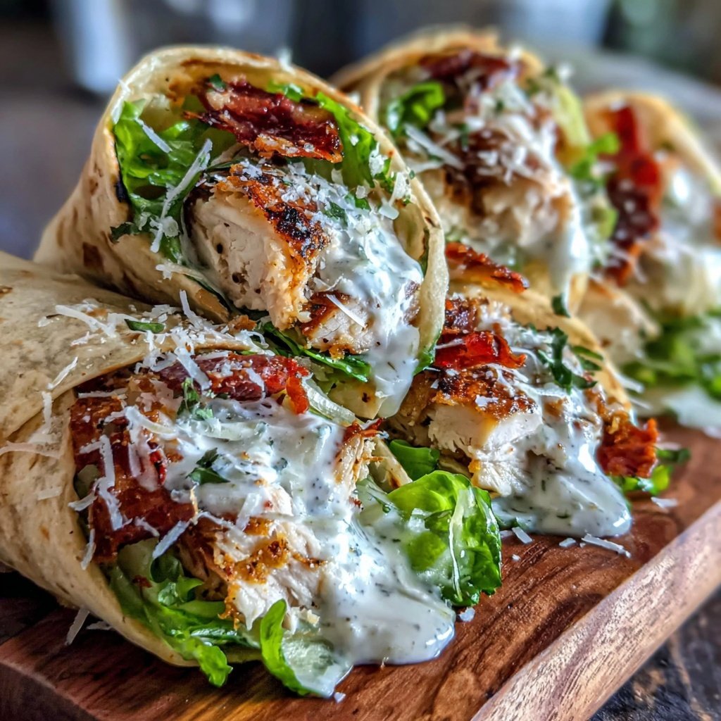 Healthy Chicken Caesar Salad Wraps