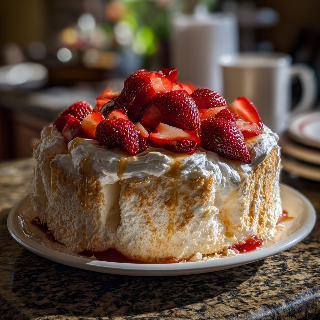 Light And Fluffy Strawberry Angel Food Dessert