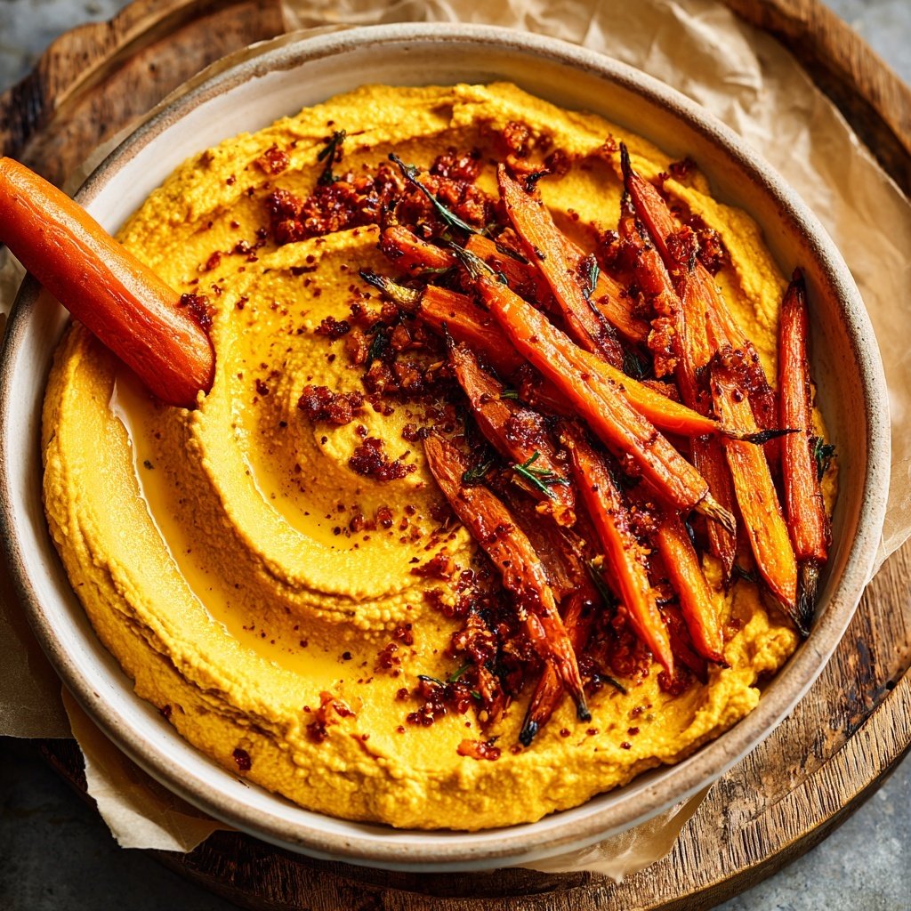 Healthy Lunch Roasted Carrot Hummus Bowl